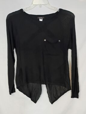 EUC Kerisma Lightweight Black Long-Sleeve Top Size Small Sheer Back Winter
